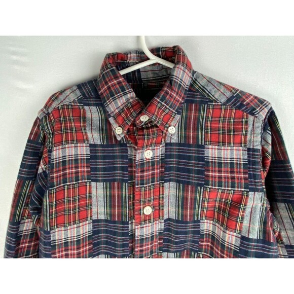 Brooks Brothers Fleece Shirt Boys XS Madras Plaid Button Down 100% Cotton - Picture 2 of 11